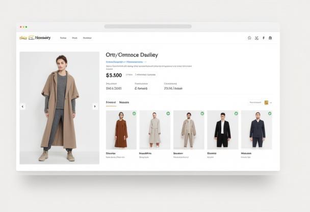 Captura de pantalla de un rediseño elegante de un sitio web de e-commerce